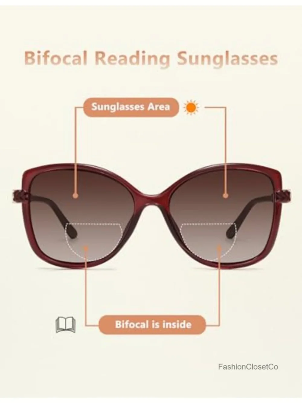 Bifocal Reading Sunglasses for Women 2 Pack Oversized UV400 Protection
